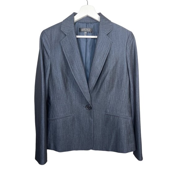 Kasper Blue Blazer Women’s 8 Classic Preppy Work Jacket Old Money Style - Picture 1 of 12